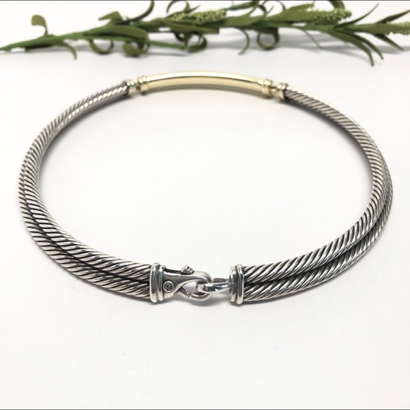 David Yurman Diamond Double Cable Metro Necklace - Picture 6 of 11